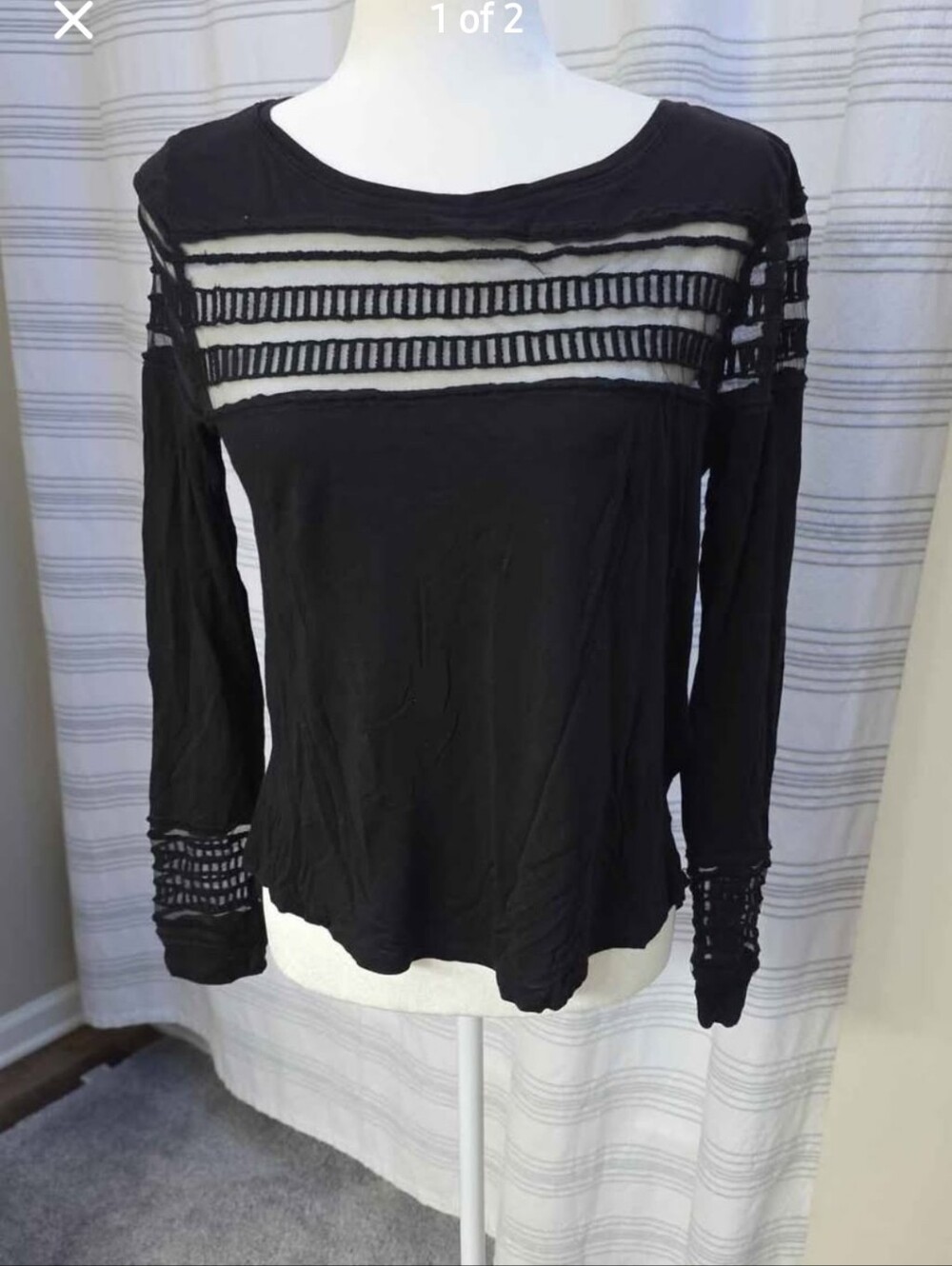 Free People Black Long Sleeve Top